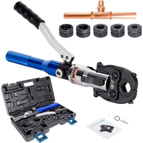 Pince à sertir professionnelle hydraulique avec mâchoires, ensemble d'outillage de presse, contour M 12-15-18-22-28 pour tubes en cuivre, acier C et inoxydable - (1/5)