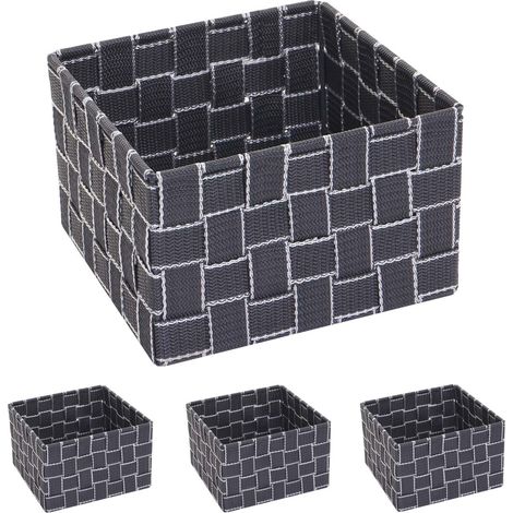 4x cestini porta trucchi da bagno 12x19x19 cm grigio scuro 040000606