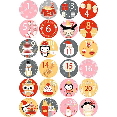 Calendario con conto alla rovescia di 24 giorni da 3 pezzi  Adesivi numerici per lavoretti natalizi  Scatola di cartone con bottiglie per la casa, l'inverno e le festività