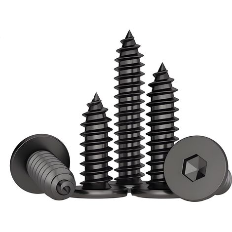 30-PCS Vis autotaraudeuses à six pans creux M8 noir,vis à bois inox Φ8mm Vis à tôle autotaraudeuses Autoperceuses Vis pour plaques de plâtres (M8 x 50,Tête ultra-plate) (1/5)