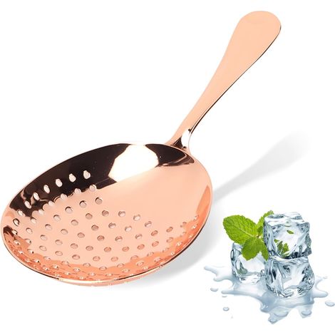 Hapivida Passoire Julep en Acier Inoxydable, Passoire Multifonction avec Cuillère et Écumoire, 20 cm, Acier Inoxydable, pour Bar et Préparation de Cocktails (1/5)