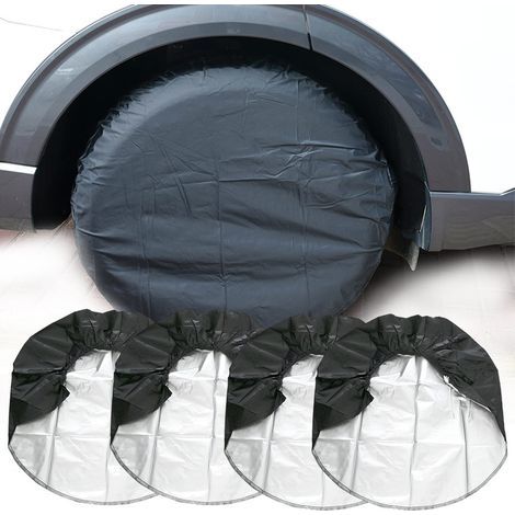 (80 cm Noir) Lot de 4 housses de pneus blanches universelles pour camping-car, camion et remorque, taille M