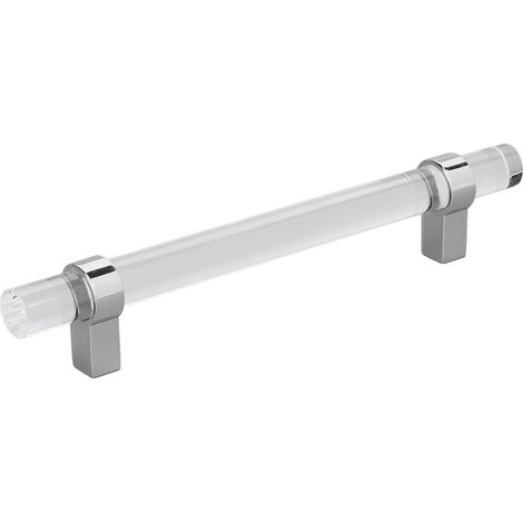 Moderner, transparenter Schubladengriff aus Kristallacryl für Schränke, Bücherregale und Schuhschränke, Lochabstand 96 mm, Silber (1/5)