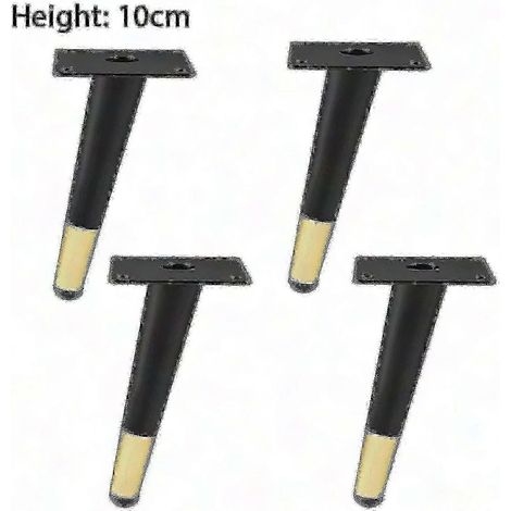 Lot de 4 pieds de meubles fuselés en fer antirouille, parfaits pour les tables basses et les canapés  Hauteur : 10 cm, noir et or  Kit de rénovation DIY noir et or 10 cm (lot de 4) (1/5)