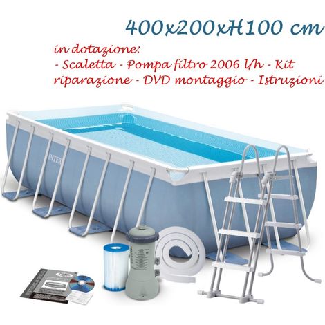INTEX PISCINA FUORITERRA 400x200x100 26788 PRISMA FRAME RETTANGOLARE CON POMPA FILTRO (1/2)