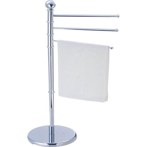 Piantana Porta Asciugamano Bagno Cromo 3 Bracci Snodo H90 Portasciugamano