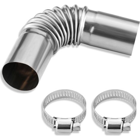 24 mm Coude Tuyau Échappement Chauffage Diesel, Connecteur Coudé tube d'Échappement Acier Inoxydable avec 2 Pinces Accessoires Coude Tuyau d'Échappement Chauffage pour Voiture, Tuyaux de 13 cm