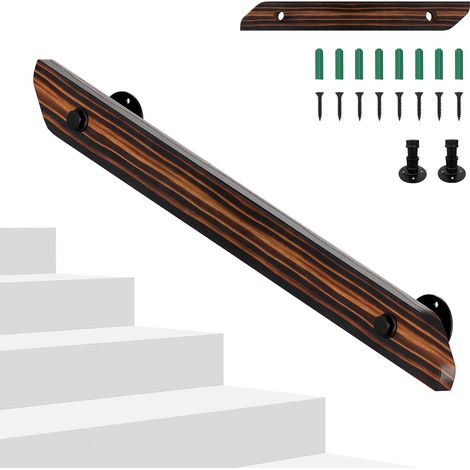 Randaco Main courante décorative 80 cm en pin massif marron, style moderne rétro, pour escalier intérieur grenier jardin (1/5)