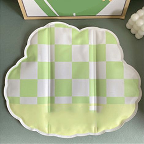 Coussin rafraîchissant pour chaise, pliable et portable, motif lapin à carreaux verts, idéal pour les étudiants et les employés de bureau. Coussin d'été délicat en gel glacé, motif lapin mignon et mig (1/5)