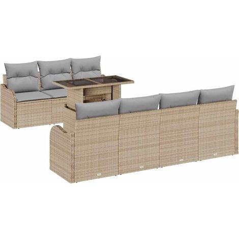 Maison Exclusive - Set Divano da Giardino 8 pcs Beige Rattan in Polipropilene