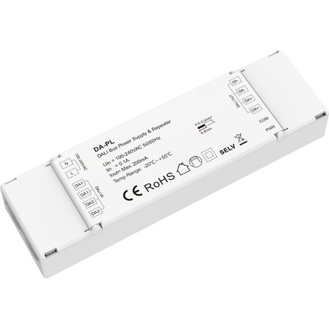 Alimentatore Bus DALI con Ripetitore DA-PL Amplificatore Segnale DALI 200mA Estensione Linea fino 600m/1200m Compatibile Sistemi DALI IEC62386 (1/3)