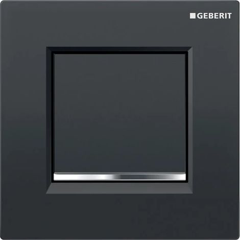 Geberit Tipo 20 placca di comando, rettangolare, per comando per orinatoio con azionamento pneumatico del risciacquo: placca, tasto: nero / lucido, profilo decorativo: cromo / lucido, 243270KM1