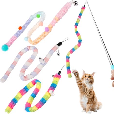 Canne a Peche Chat, 3 Jouet Chat Canne a Peche avec Clochette et 1 Tige (1/5)