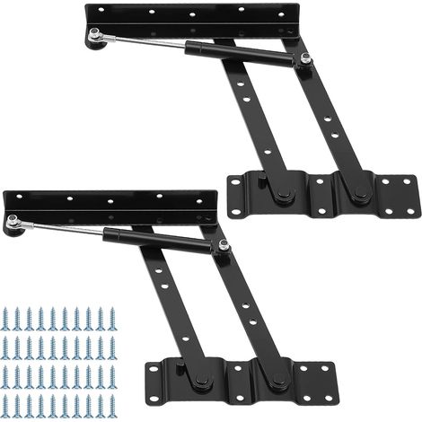 Juego de 2 bisagras elevables - Mecanismo de elevación para mesas de centro - Resorte de bisagra plegable para muebles - Bisagra para herrajes y muebles (1/5)