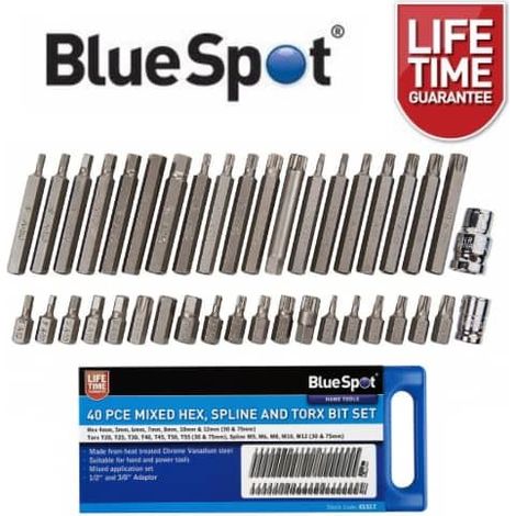 BlueSpot Tools 1517 Mixed Hex Spline & TORX Bit Set, 40 Piece B/S1517 (1/3)