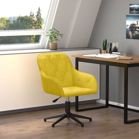 vidaXL Chaise pivotante de bureau Jaune Velours (1/5)