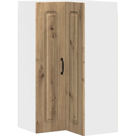 Meuble d’angle de cuisine 2 portes 3 étagères en bois d’ingénierie chêne artisanal 57 x 57 x 100 cm - PANGIVO (1/5)