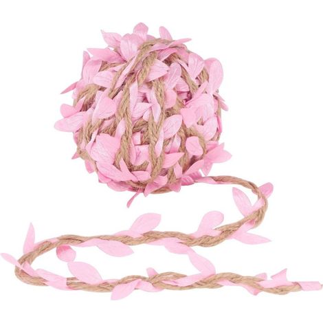 10M Naturel Corde (Rose) en Jute Chanvre Main Ficelle Toile de Jute Feuilles Feuille Garniture Ruban, Décoré de Vigne pour Bricolage Artisanat Fête Mariage Décoration (1/5)