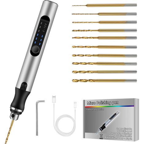 Stylo de Gravure électrique, Machine de Gravure sans Fil Rechargeable par USB, Graveur Portable avec Voyants Lumineux pour Bijoux, Bois, Verre, Pierre (1/5)