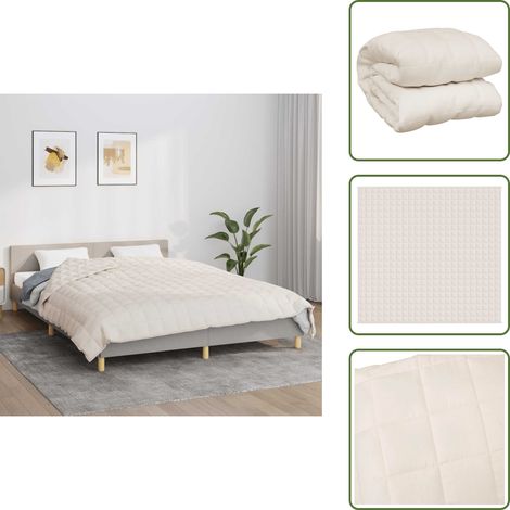 The Living Store Gewichtsdecke Hellcreme 220x235 cm 11 kg Stoff - Gewichtsdecke - Schlafhilfe - Baumwolle - Deko-Bettdecke - Schwere Decke (1/5)