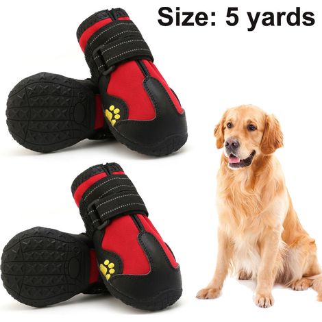 Ensemble de 4 bottes pour chien, chaussures imperméables, bottines avec fermeture velcro réfléchissante, semelle antidérapante robuste, idéales pour l'extérieur et adaptées aux chiens de taille moyenn (1/4)
