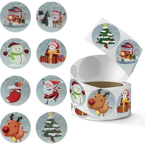 500 autocollants de Noël autocollants, décorations de cadeaux festives, motifs variés (1/5)