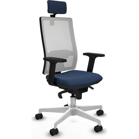 Synchro Ottomane weißes Netz weißes Kunstleder marineblaue Arme 2D weißer Sockel 2D Kopfteil 2D 65mm Nylonrollen (1/5)