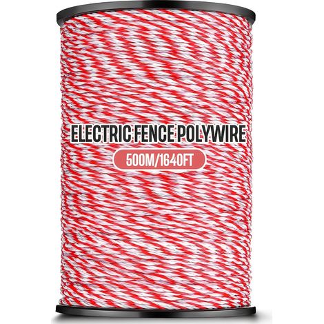 Corde électrifiée pour clôture électrique - 500 mètres / 2 mm / rouge et blanche (1/4)
