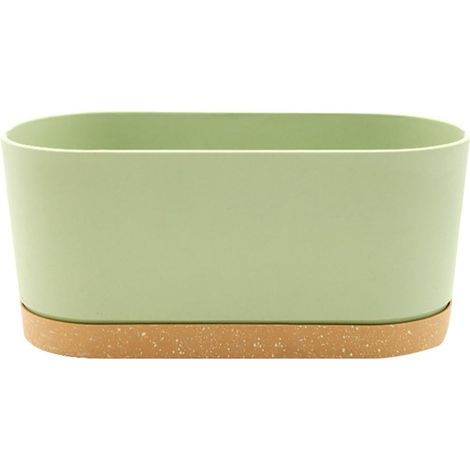 Pot de fleurs rectangulaire en plastique, pot de fleurs pour légumes, balcon, simple, pour chambre à coucher, balcon, salon (vert, A) 40 x 17,8 cm (1/5)