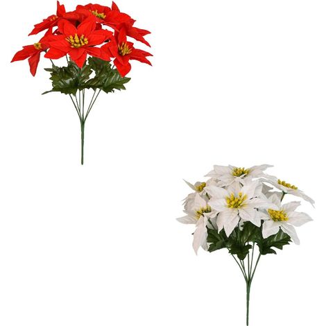 Fleurs Artificielles - Pour Extérieur - Rouges - Décoration Hivernale - Jardin Terrasse Porche - 6 Faisceaux (1/5)