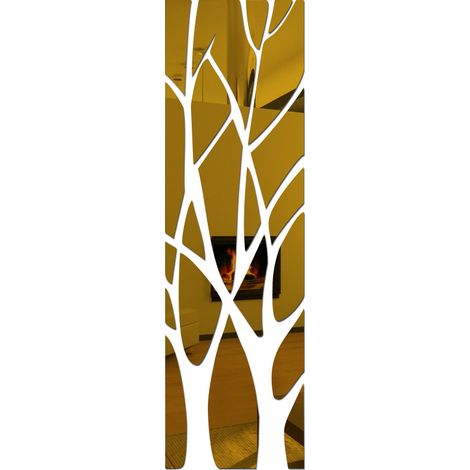 Autocollant mural de miroir 3D , autocollant de mur de miroir acrylique amovible auto-adhésif, bâton d'art mural pour la décoration de chambre à coucher de salon à la maison ，100x28cm(or)