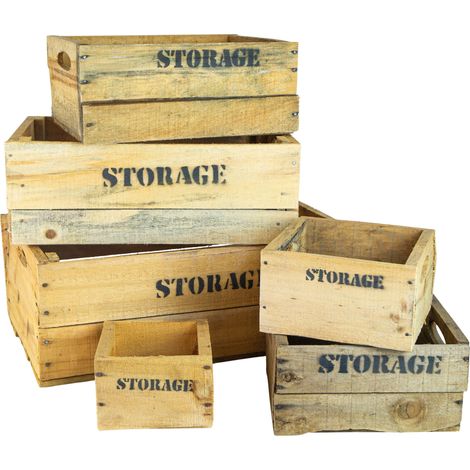 alte Holzkiste Storage in verschiedenen Grössen Vintage Upcycling DIY 6er Set Storage