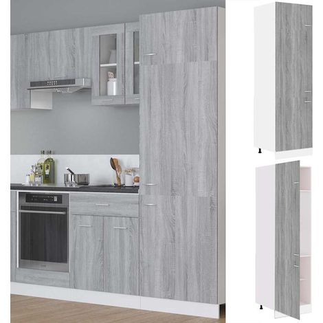 Armoire de cuisine à réfrigérateur - Meuble de rangement Style Contemporain Sonoma gris 60x57x207 cm Bois BV647906 - BonneVie (1/5)