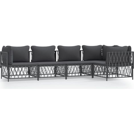 Maison Exclusive - Set Salotto da Giardino 5 pz con Cuscini in Acciaio Antracite (1/5)