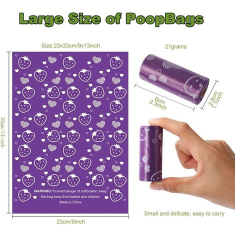 Sacchetti biodegradabili per deiezioni canine, sacchetti per deiezioni canine da esterno, profumo di lavanda, 540 sacchetti, 36 rotoli (viola) (1/3)
