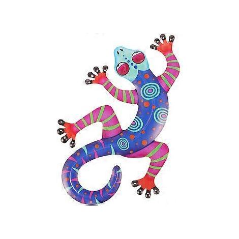 Metallener Gecko-Wandanhänger, Gecko-Wandanhänger für den Innenbereich, Dekoration für Garten und Zaun (22,00 x 14,00 x 0,10 cm)