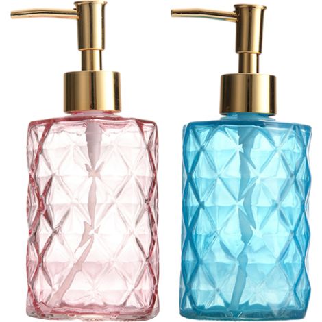 Lot de 2 distributeurs, verre, 330 ml, rechargeable, cuisine, salle de bain (1/5)