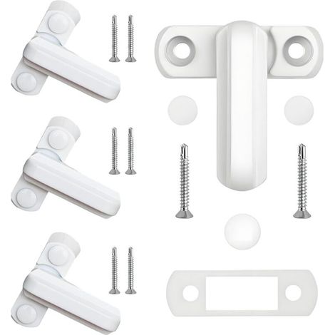 Lot de 4 Sécurité de Fenêtre Serrure de Fenêtre en Métal Blanc Sécurité Fenêtre Anti-Intrusion pour Différentes Portes et Fenêtres et Sécurité de la Maison (1/5)