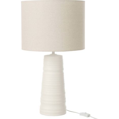 Lampe céramique blanche design moderne pour salon élégant - Blanc céramique et beige naturel (1/5)