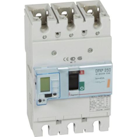 Disjoncteur électronique DPX³250 pouvoir de coupure 25kA 400V - 3P - 40A - LEGRAND