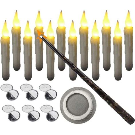 12 candele galleggianti con telecomando magico, senza fiamma, da appendere per decorazioni natalizie (1/4)