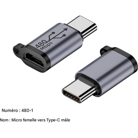 Micro-USB-Buchse auf USB-Typ-C-Stecker-Adapter, Lade- und Synchronisierungskonverter für kompatible Geräte, praktischer, kompakter Anschluss (1/3)