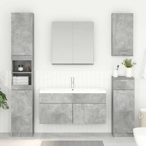 vidaXL Armadio sottolavello con porta Grigio cemento Legno