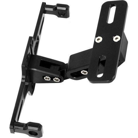 Support télescopique réglable en alliage d'aluminium, support de plaque d'immatriculation avec lumière LED pour moto