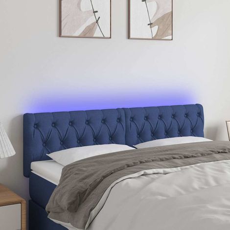 vidaXL Cabecero con LED de tela azul 160x7x78/88 cm (1/5)