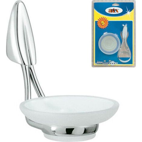 Porta Sapone con Piatto Vetro da Bagno a Parete Muro 11x15x15cm In Acciaio Inox