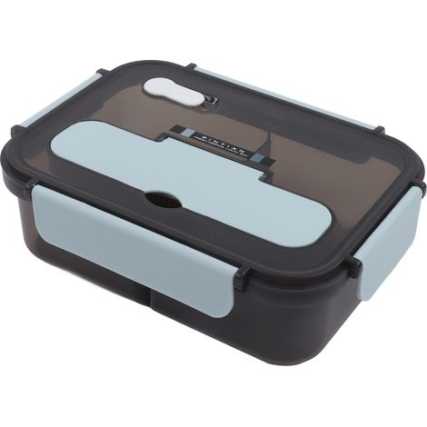 Boîte à bento à 2 compartiments, grande capacité (1100 ml), bleue, idéale pour les étudiants, les travailleurs, la maison, l'école et le bureau. (1/5)