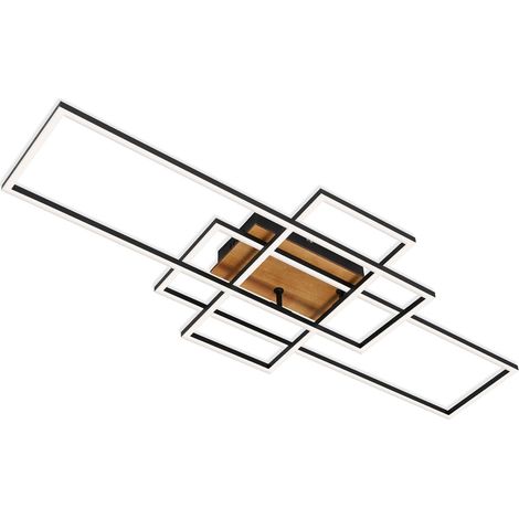 [GEBRAUCHT] B-Ware Briloner Deckenlampe Frame CCT LED Leuchte dimmbar schwarz holz 104x42cm (1/2)