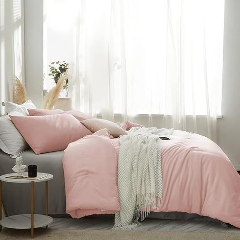 Housse de Couette 220x240 Taie d'oreiller 65x65 cm Rose (1/3)