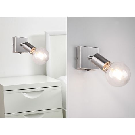 LED Wandstrahler Spot Silber mit Schalter, Breite 9cm (1/5)